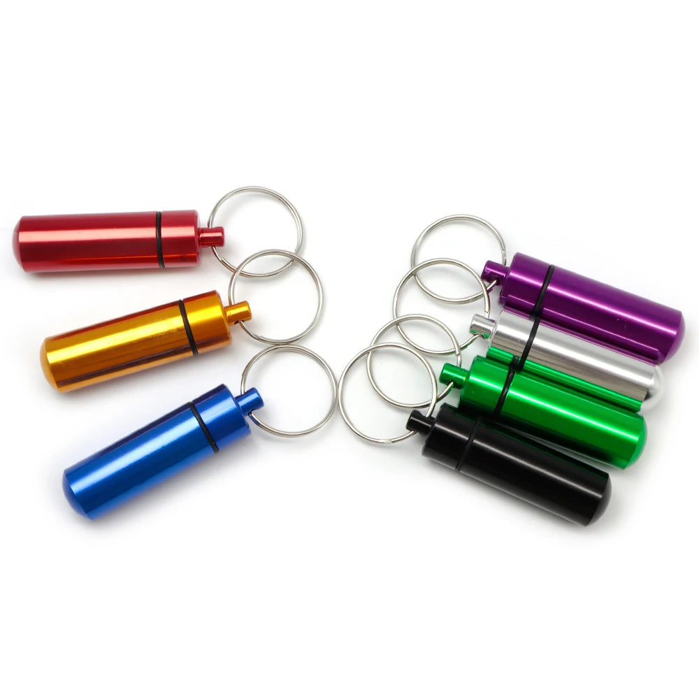 Wholesale 20 Pcs Waterproof Travel Pill Box Bottle Cache Drug Holder Container Keychain Medicine Box Health Car Dog Name Pendant