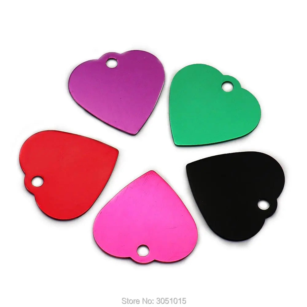 20Pcs Anti-Lost Dog Id Tag Personalized Engraving Pet Dog Collar Pendant Customized Pet Name Aluminum heart Pet Accessories