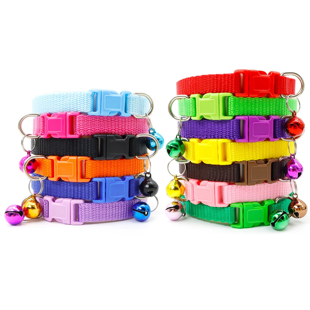 Wholesale 100Pcs Dog Collar With Bell For Dog Adjustable Pet Product Accessories Buckles Cat ID Tag Bow Ties Rabbit Neckties