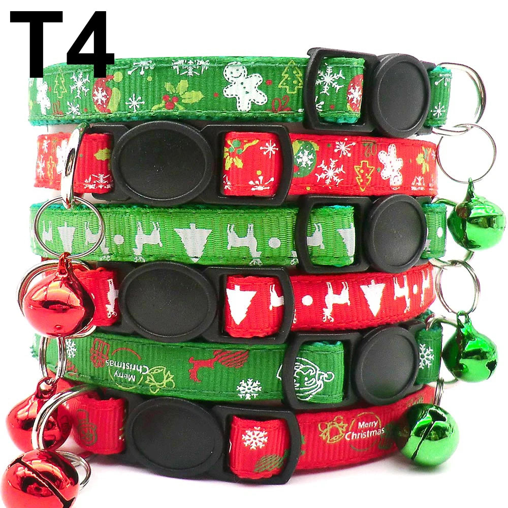 24PCS Pet Cat Collar Bow Tie And Bell Cute Plaid Christmas Red Adjustable Dog Collar With Sash Gifts