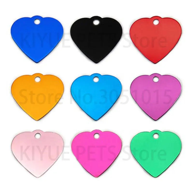 20Pcs Anti-Lost Dog Id Tag Personalized Engraving Pet Dog Collar Pendant Customized Pet Name Aluminum heart Pet Accessories