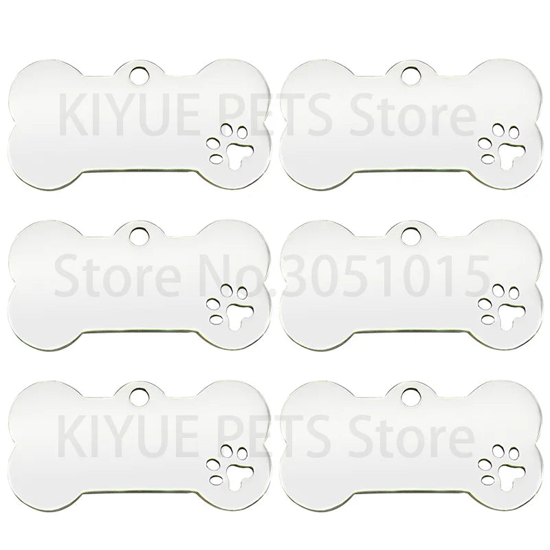 Wholesale 20Pcs Personalized Collar Stainless Bone Pet ID Tag Engraved Pet ID Name Puppy Dog Tag Pendant Bone Pet Accessories