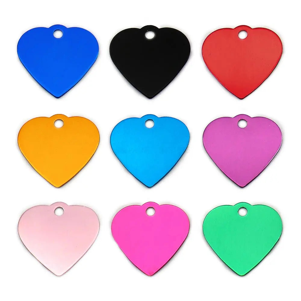 20Pcs Anti-Lost Dog Id Tag Personalized Engraving Pet Dog Collar Pendant Customized Pet Name Aluminum heart Pet Accessories