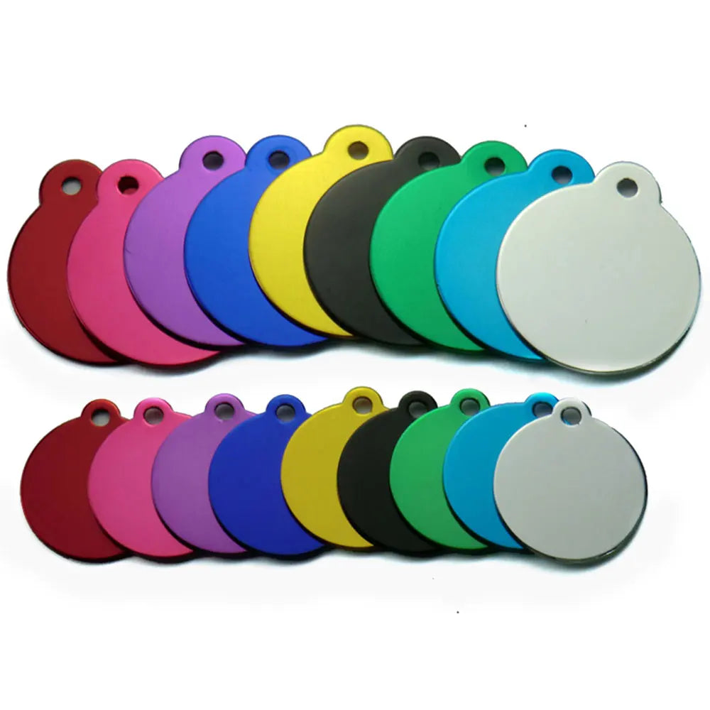 Wholesale 20pcs Pet Dog Cat Tag Id Aluminum Phone Telephone Supplies Alloy Round Shape Charm Keyrings Shop Lable Plate