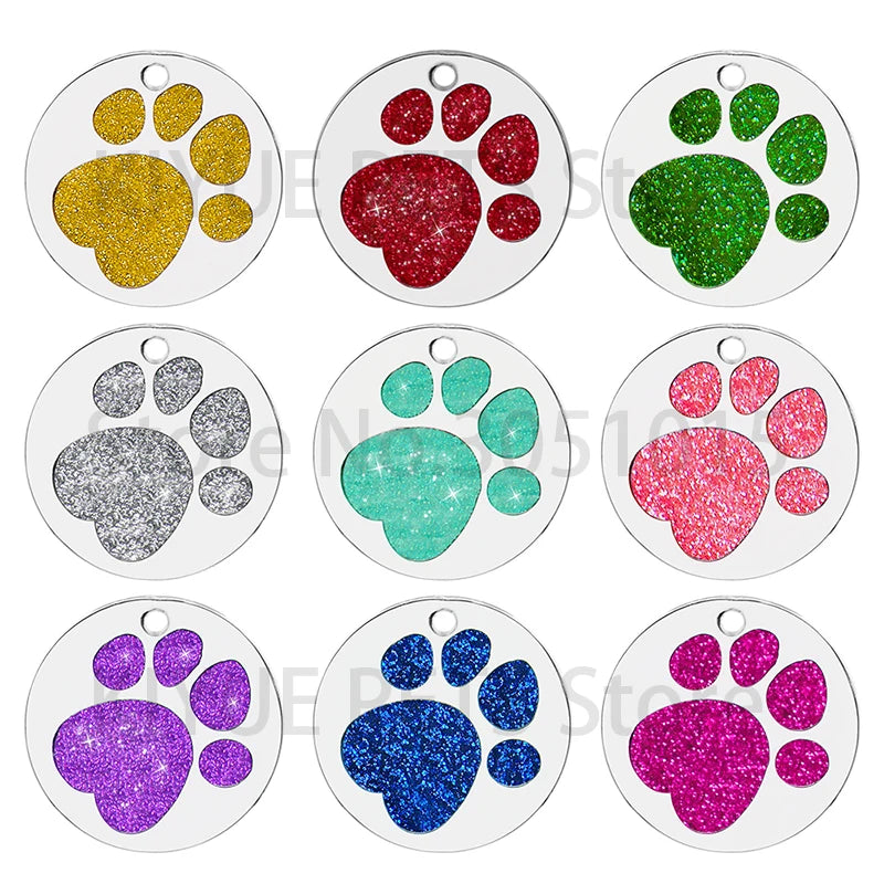 Wholesale 100Pcs Personalized Dog Tag Custom Pet Puppy Dog ID Tag Dog Collar Accessories Engraved Name Plate Paw Tag For Dogs