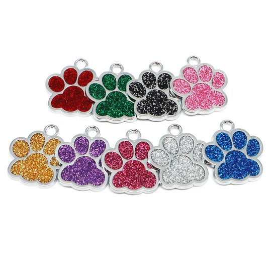 Wholesale 20Pcs Charm Dog Paw Pendants Jewelry Making DIY Key Chain Blank Dog ID Tags Keyring Hang Charms Pet Collar Accessories