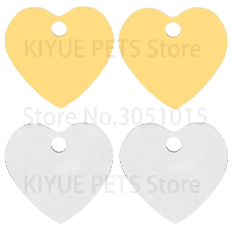 100Pcs Personalized Pet Dog ID Tag Blank Stainless Steel Heart Charm Laser Pendant Engravable Jewelry Plate Gift Souvenir