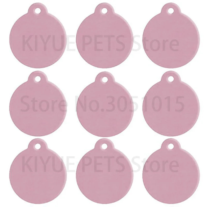 Wholesale 20pcs Pet Dog Cat Tag Id Aluminum Phone Telephone Supplies Alloy Round Shape Charm Keyrings Shop Lable Plate