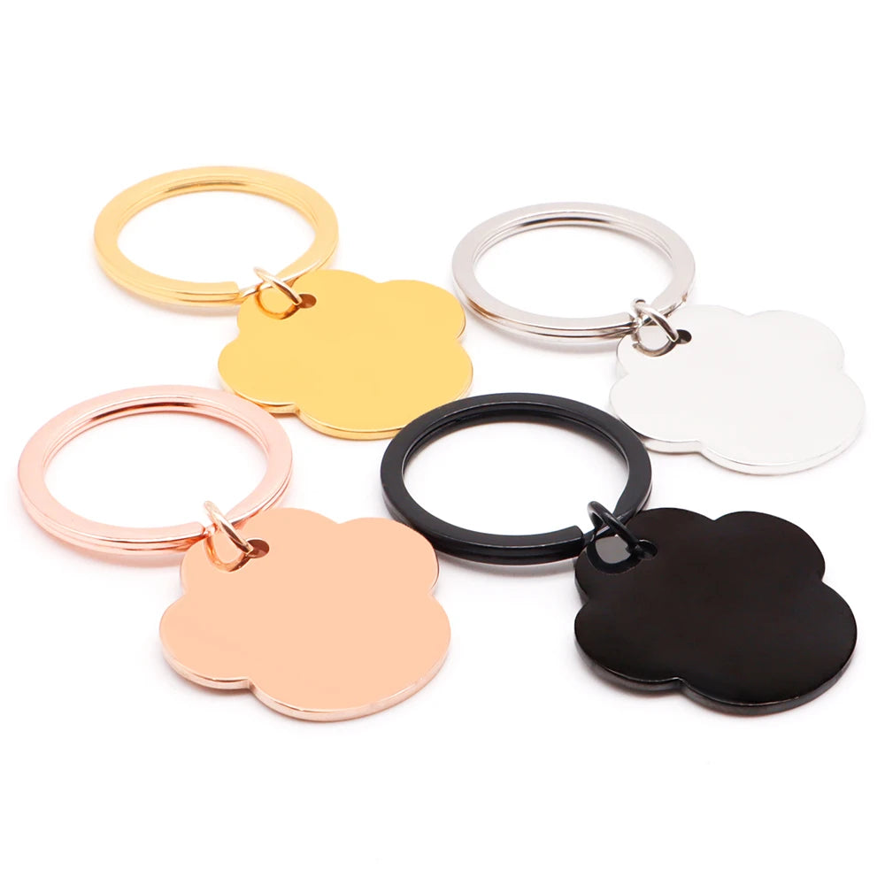 20PCS Personalized Dog ID Tag Blank Engraving Cat Paw Stainless Steel Name Pendant Collar Anti-Lost Puppy Accessory Keyring