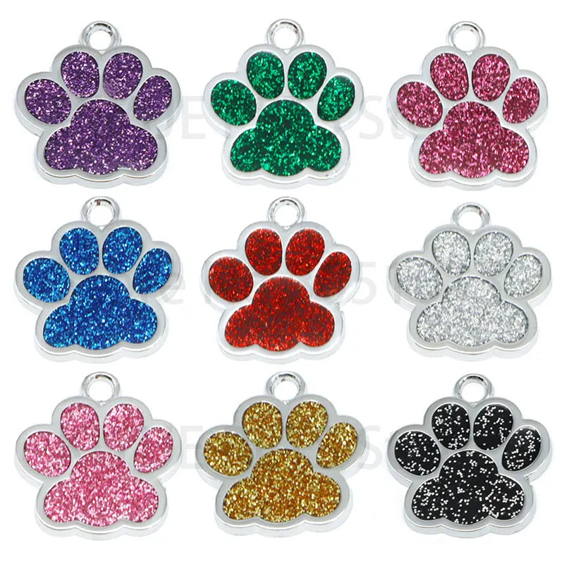 Wholesale 100Pcs Paw Identity Pendant Dog Tag Round Name Plate Pet ID Tag For Dogs Cats Personalized Custom Engraved Keychain