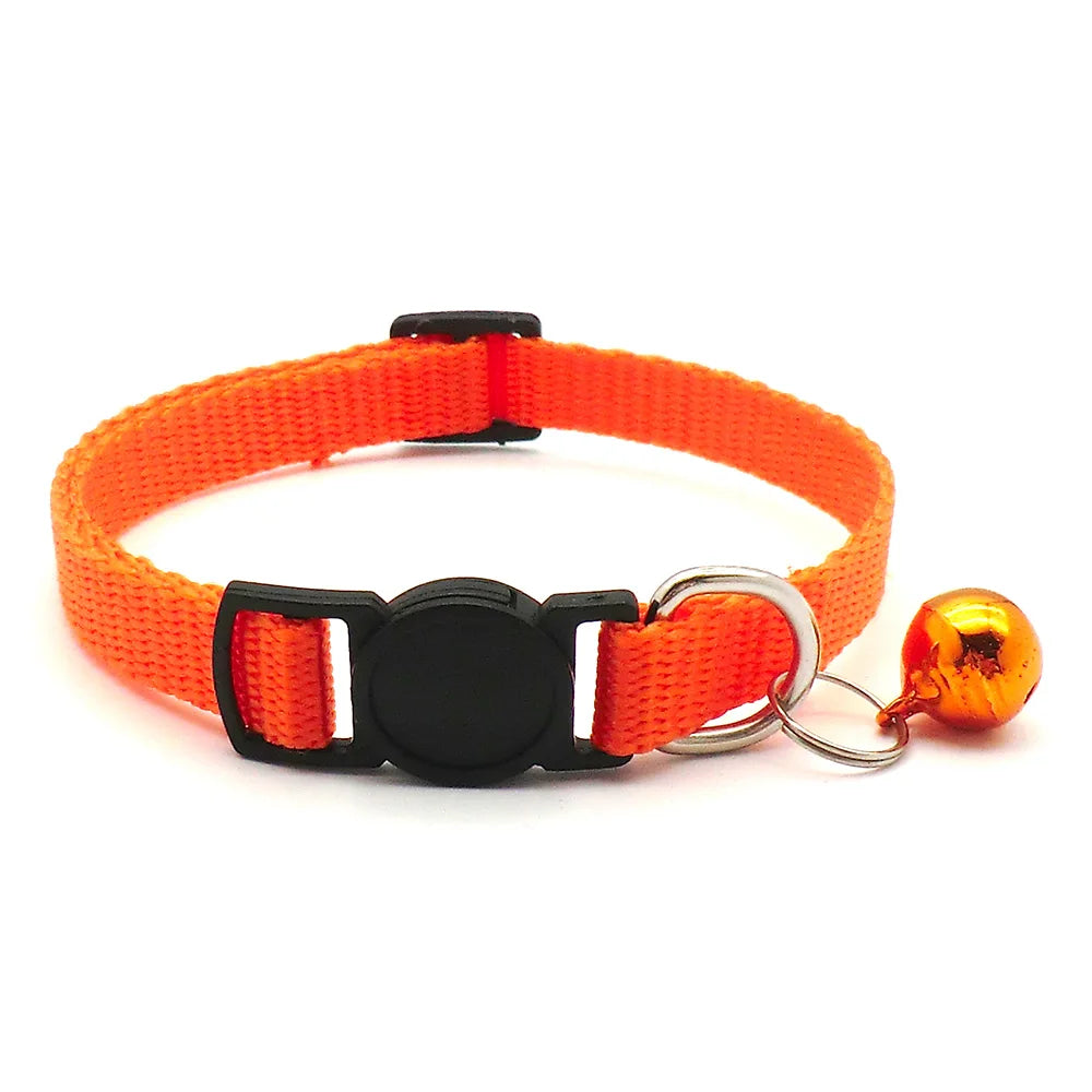 Wholesale 24Pcs Safety Casual Solid Color Neck Strap Fashion Walking Outside Pet Cat Dog Collar With Bell Delicate