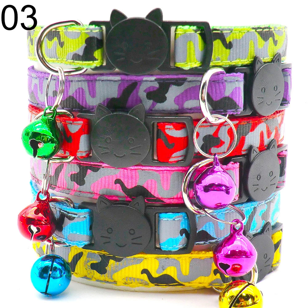 Wholesale 24 PCS Adjustable Cloth Material Pet Dog Chain With Cat Face Button Neckband With Bell Fashion Halter Collar