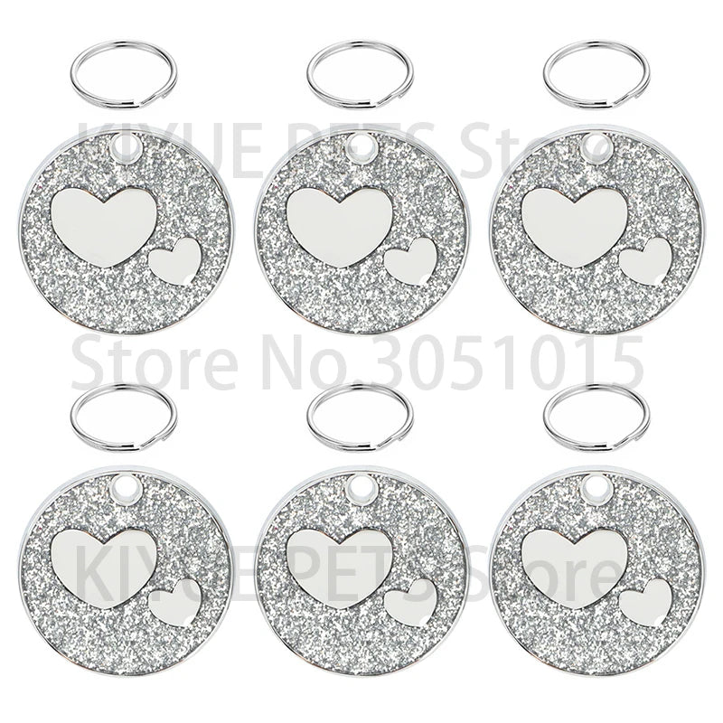 100PCS Personalized Pet ID Tags Engraved Pet Name Heart Number Address Cat Dog Collar Animal Round Pendant Puppy Rabbit Necklace