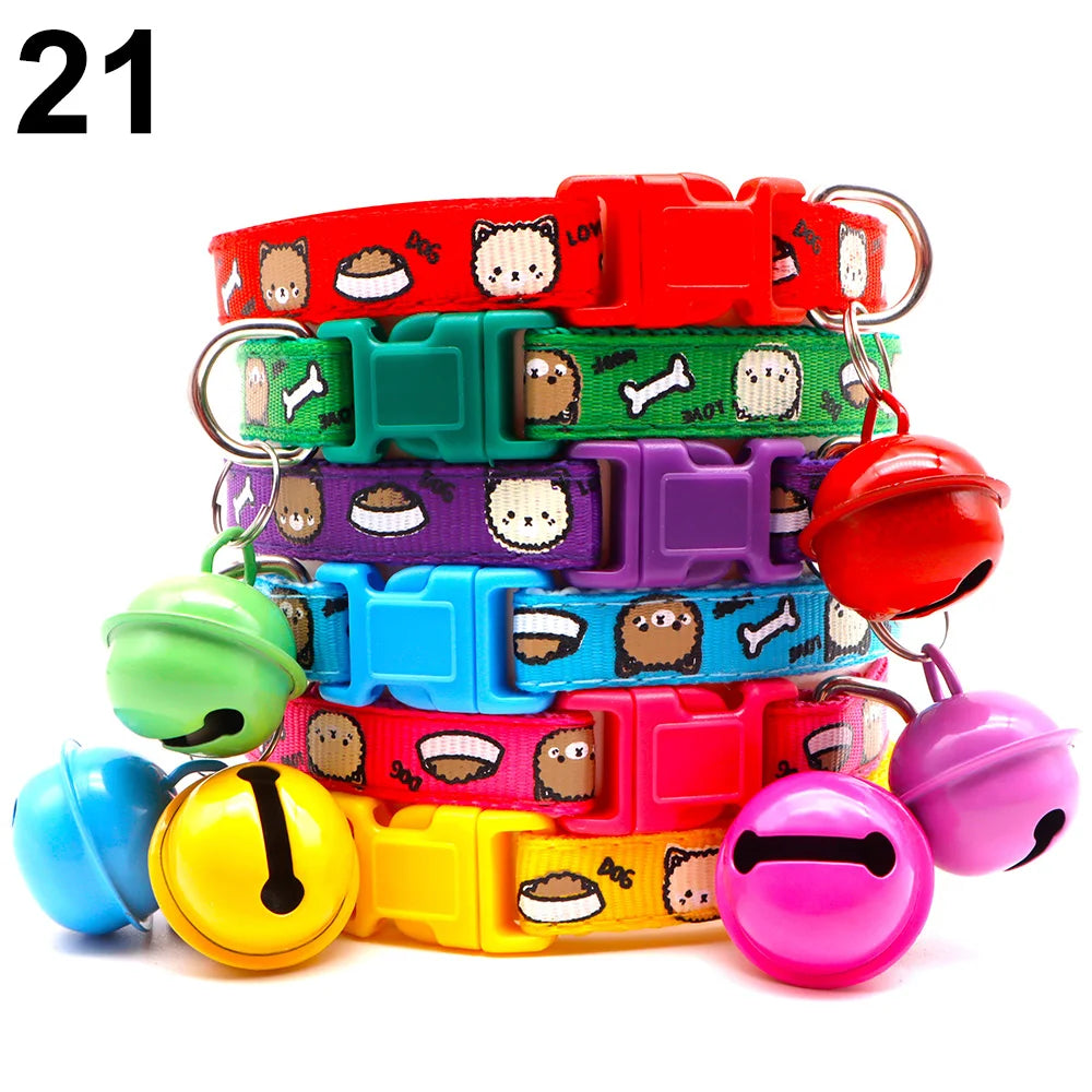 24PCS Cute Bell  Collar Different  Teddy Bomei Dog Cartoon Footprint Cat Colth Supplies Pets Leads Product Dropshipping