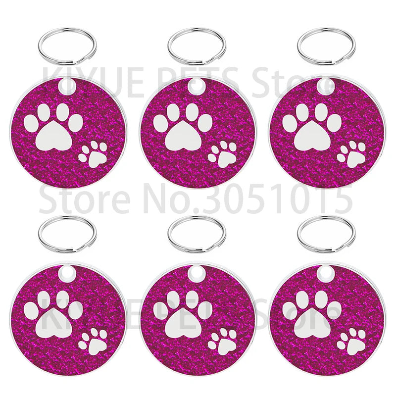 Wholesale 100pcs Shiny Dog Tag Necklace Pendants Personalized Pet ID Tag Engraved Name Number Address Collar MetalPuppy Cat Neck