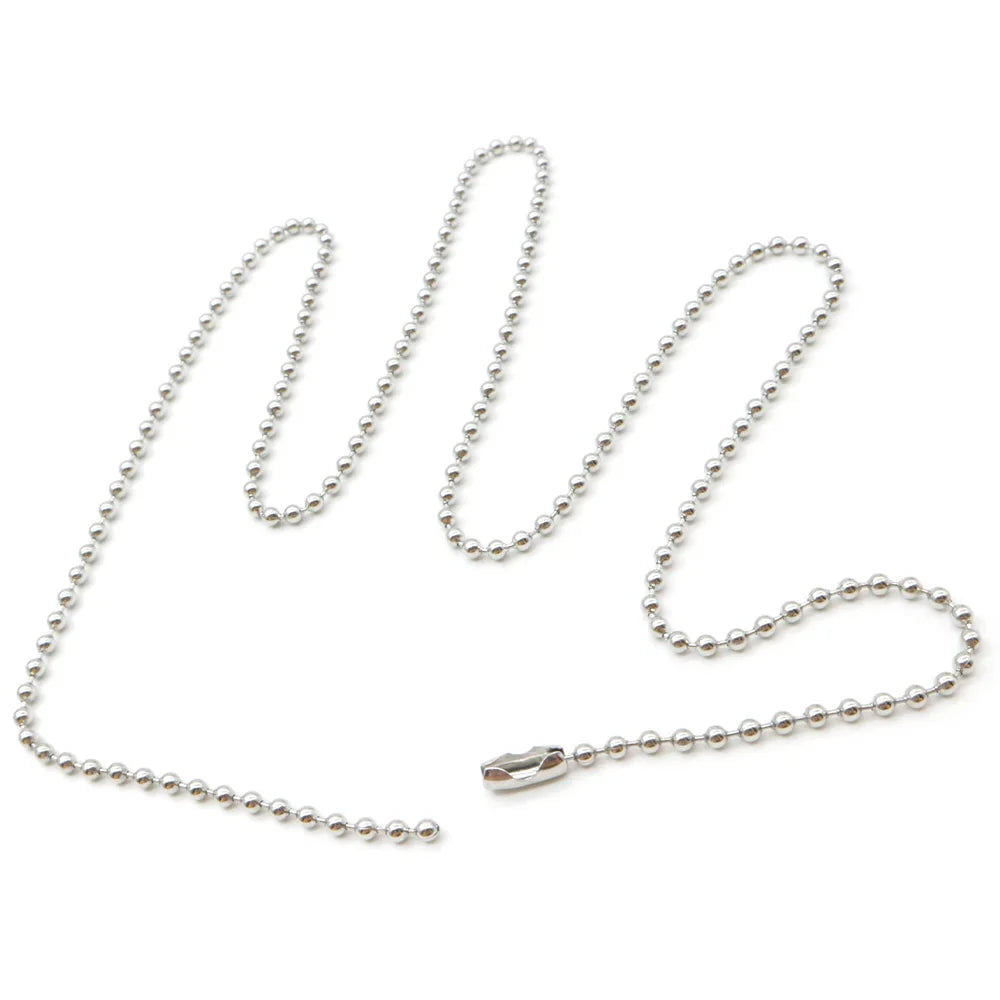 Wholesale 100Pcs 60cm 2.4mm Stainless Steel Bead Ball Chain Necklace DIY Jewelry Findings For Dog ID Tag Pendant Accessories