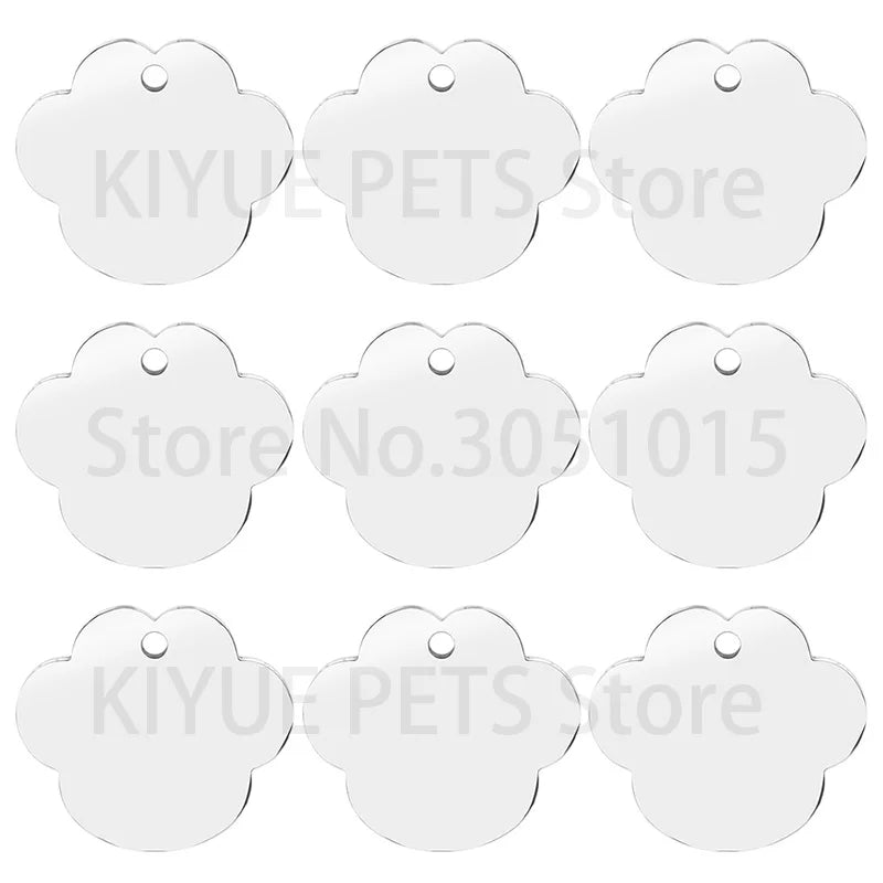 20PCS Dog Id Tag Engraved Name Phone Number Cat Paw Stainless Steel Puppy Collar Accessories Nameplate Anti-lost Pet Pendanty