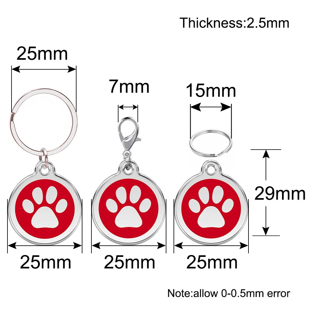 Wholesale 100 Tags Paw Pet Name Keychain ID Tags Number Address NamePlate Ring Key Chain Tag Pet metal tags id wallet pendant