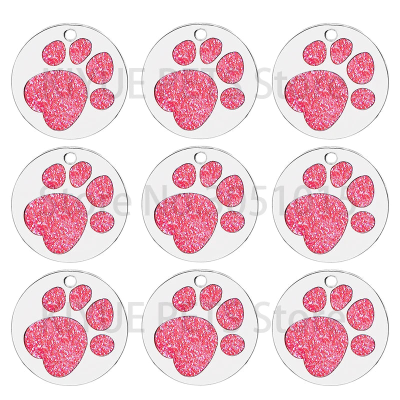 Wholesale 100Pcs Personalized Dog Tag Custom Pet Puppy Dog ID Tag Dog Collar Accessories Engraved Name Plate Paw Tag For Dogs