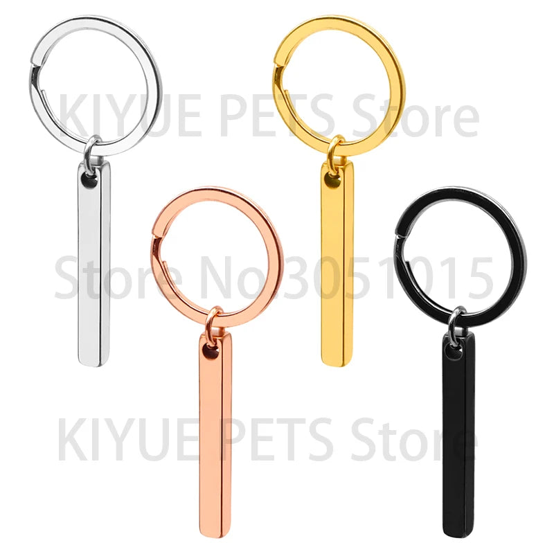 20PCS Dog ID Tag Stainless Steel Cylindrical Keyring Anti-Loss Cat Plate Jewelry Making Keychain DIY Findings Car Keys Friend