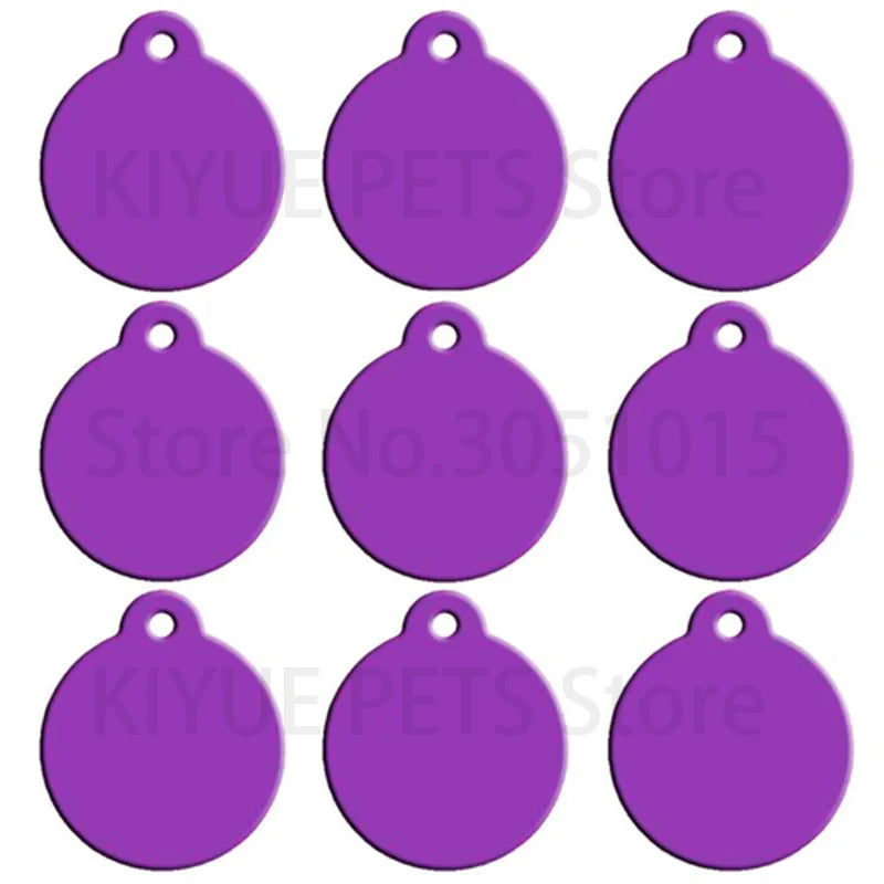 Wholesale 20pcs Pet Dog Cat Tag Id Aluminum Phone Telephone Supplies Alloy Round Shape Charm Keyrings Shop Lable Plate