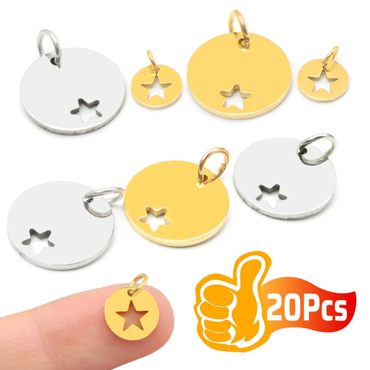 20Pcs Personalized Pet Dog ID Tag Round Openwork Heart Shape Stainless Steel Pendant  Engravable Nameplate Collar Accessories