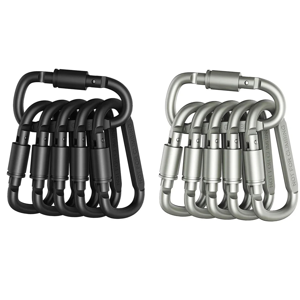 50Pcs Backpack Carabiner Keychain Outdoor Camping Hiking Aluminum D-ring Snap Clip Buckle Hook Climbing Tools as Small Gift