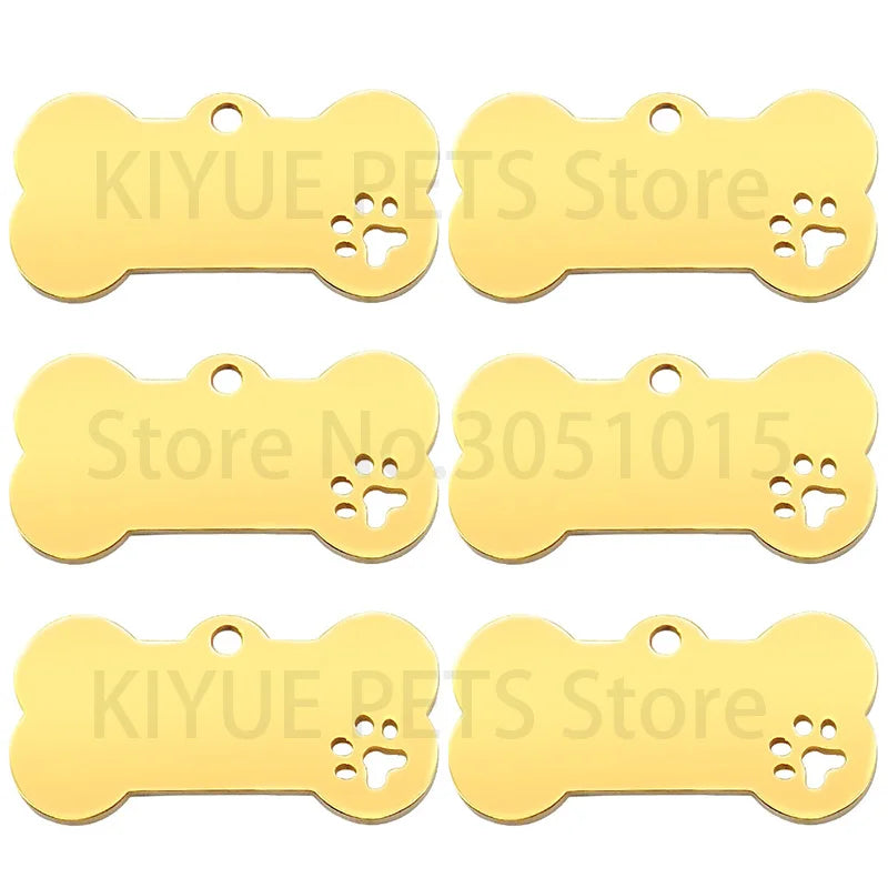 Wholesale 20Pcs Personalized Collar Stainless Bone Pet ID Tag Engraved Pet ID Name Puppy Dog Tag Pendant Bone Pet Accessories