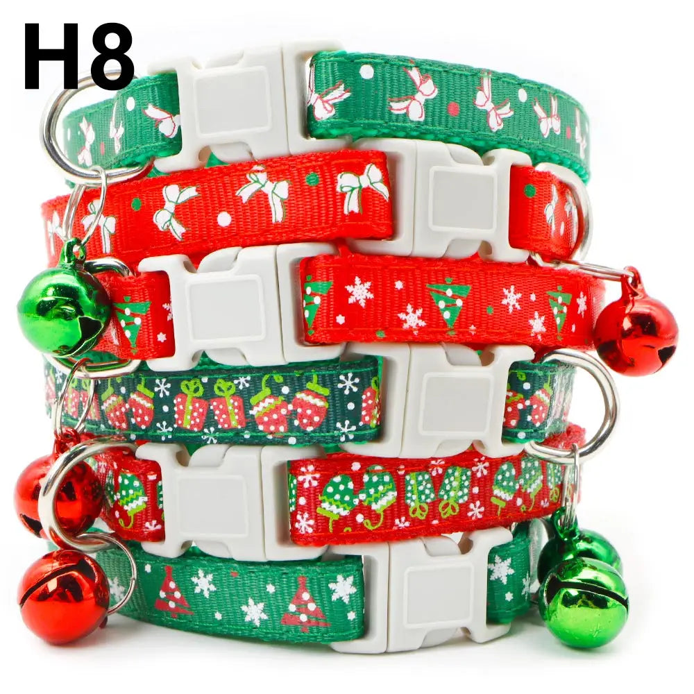 Wholesale 24PCS Christmas Collar Exquisite Festive Dog Neck Strap Fashion Personality Cat Head Covering