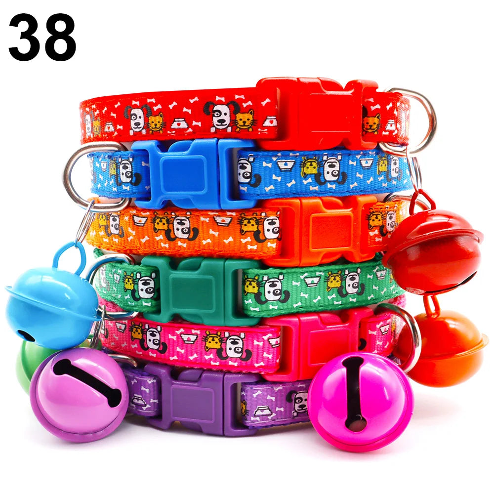 24PCS Cute Bell  Collar Different  Teddy Bomei Dog Cartoon Footprint Cat Colth Supplies Pets Leads Product Dropshipping