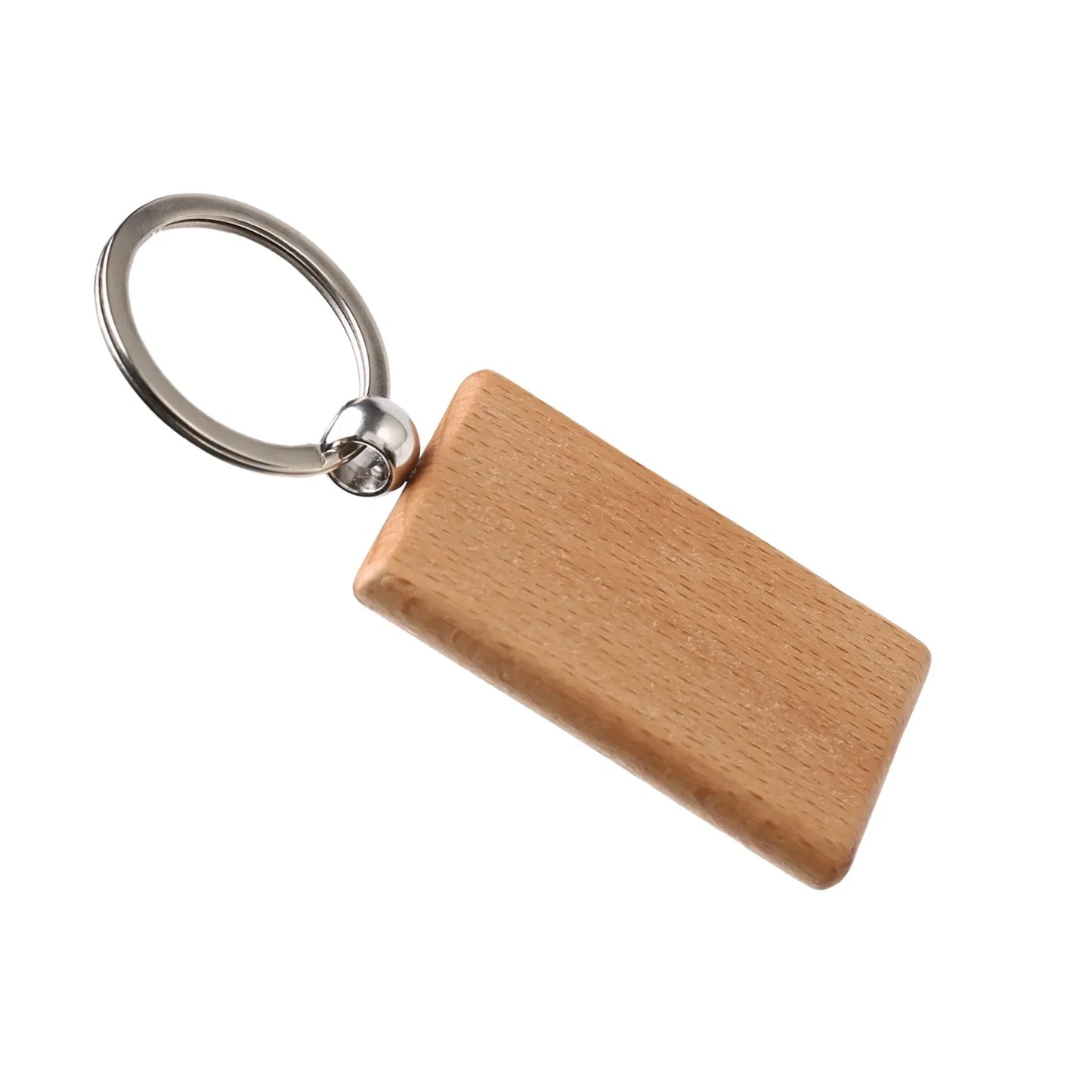 20Pcs Blank Wooden Keychain DIY Rectangular Engraving Key Chain ID Tag Can Be Engraved