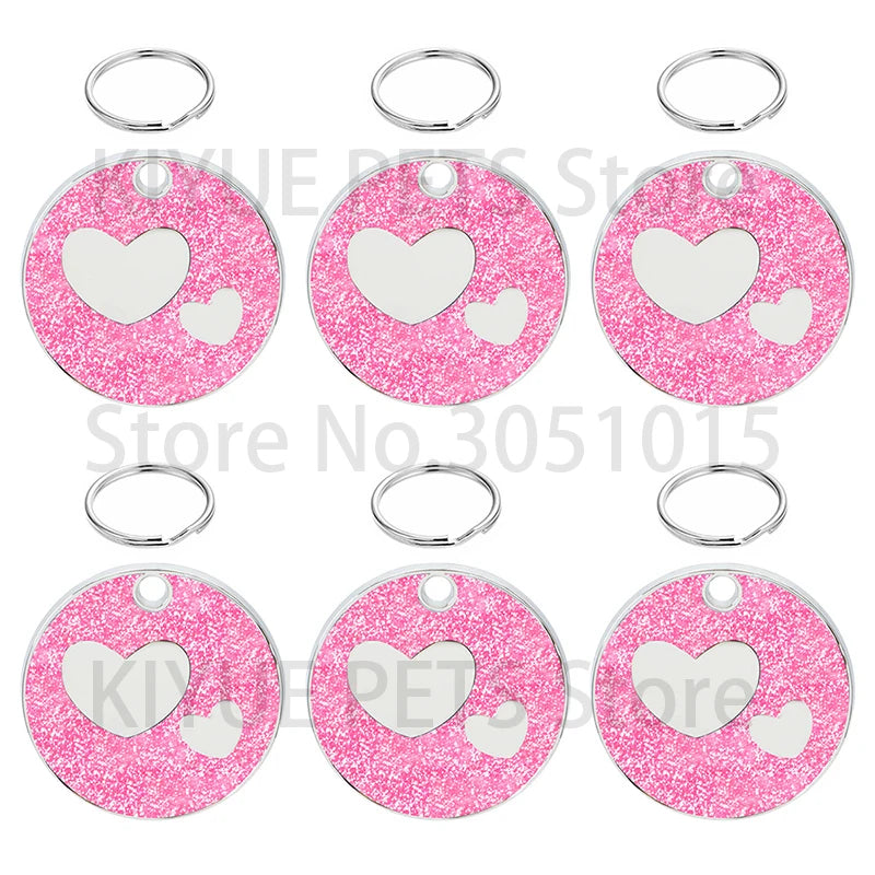 100PCS Personalized Pet ID Tags Engraved Pet Name Heart Number Address Cat Dog Collar Animal Round Pendant Puppy Rabbit Necklace