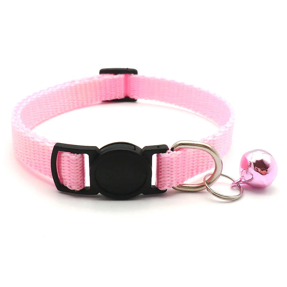 Wholesale 24Pcs Safety Casual Solid Color Neck Strap Fashion Walking Outside Pet Cat Dog Collar With Bell Delicate