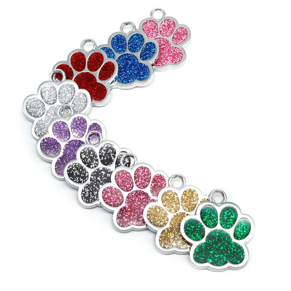 Wholesale 100Pcs Paw Identity Pendant Dog Tag Round Name Plate Pet ID Tag For Dogs Cats Personalized Custom Engraved Keychain