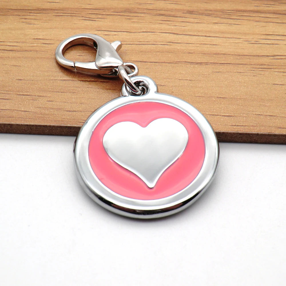 Wholesale 100Pcs Heart Pet Tag Personalized Engraved Dog ID Tag Customized Dog NamePlate Tag For Dog Pet Collar Accessories