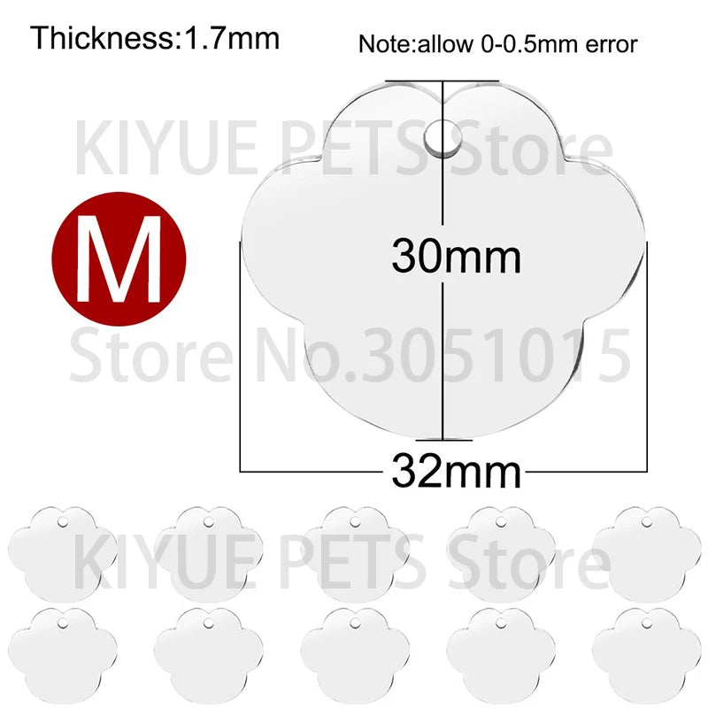 100Pcs Dog Cat ID Tag Engraved Personalized Pet Collar Charm Blank Name Pendant Bone Keyring Necklace Accessory Dropshipping