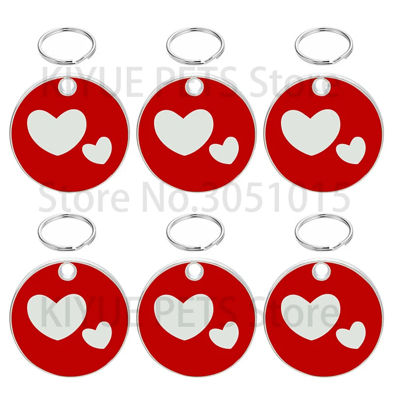 Wholesale 20Pcs Personalized Dog Cat ID Tag Anti-lost Pet Name Plates Blank Engraving  Nameplate Pendant Heart Round Shape