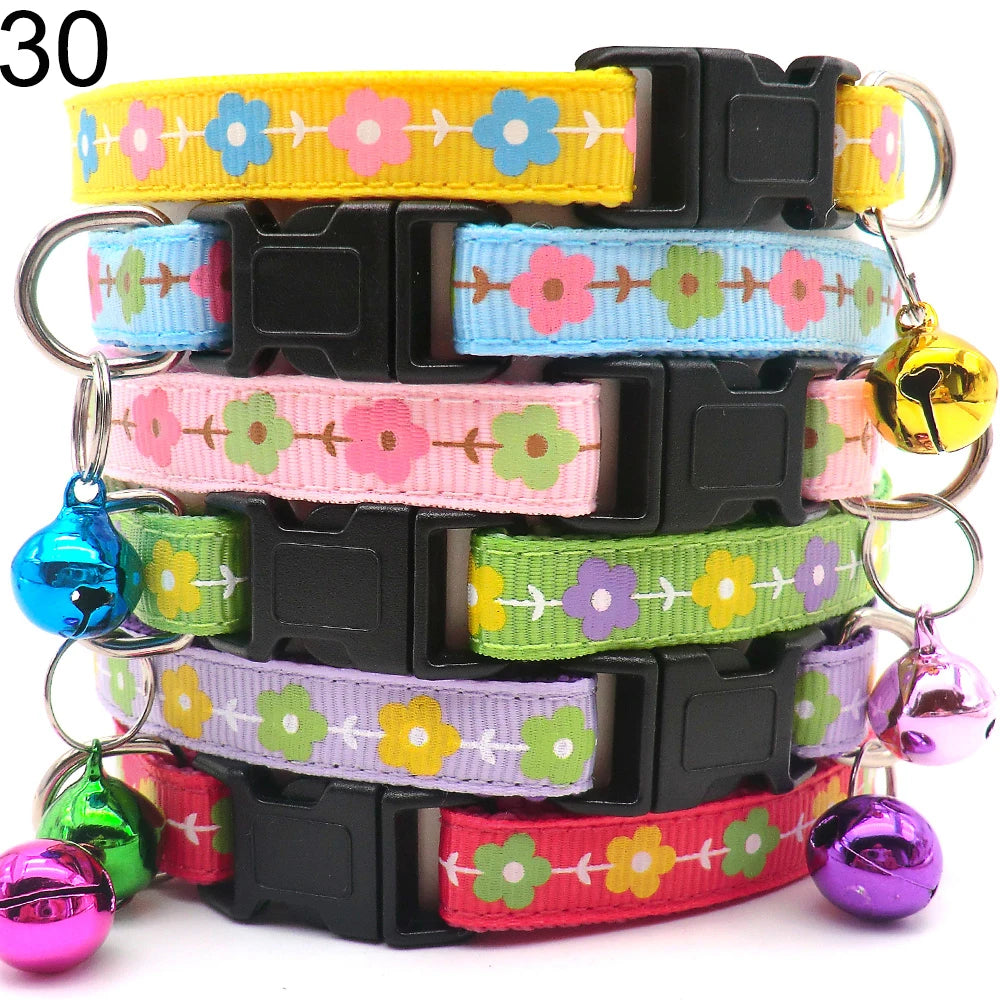 Wholesale 24PCS Cloth Material Pet Necklace Adjustable Halter Neck Strap Personality Bell Breathable Fashion Collar