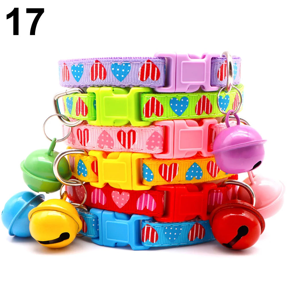 24PCS Cute Bell  Collar Different  Teddy Bomei Dog Cartoon Footprint Cat Colth Supplies Pets Leads Product Dropshipping