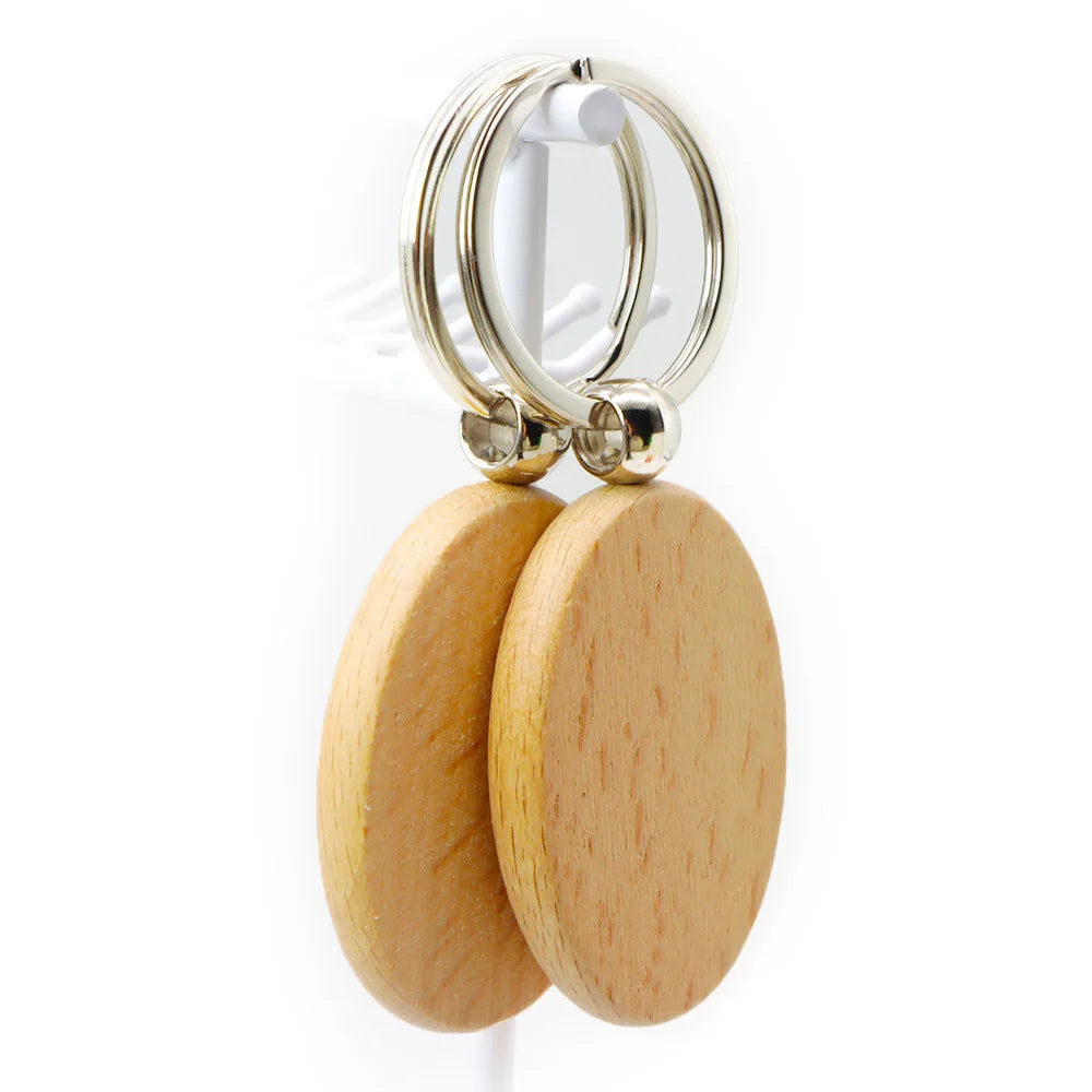 20Pcs Blank Oval Ellipse Wooden Key Chain Dog Tag DIY Promotion Keychain Pendant Keyring Tags Promotional Gifts