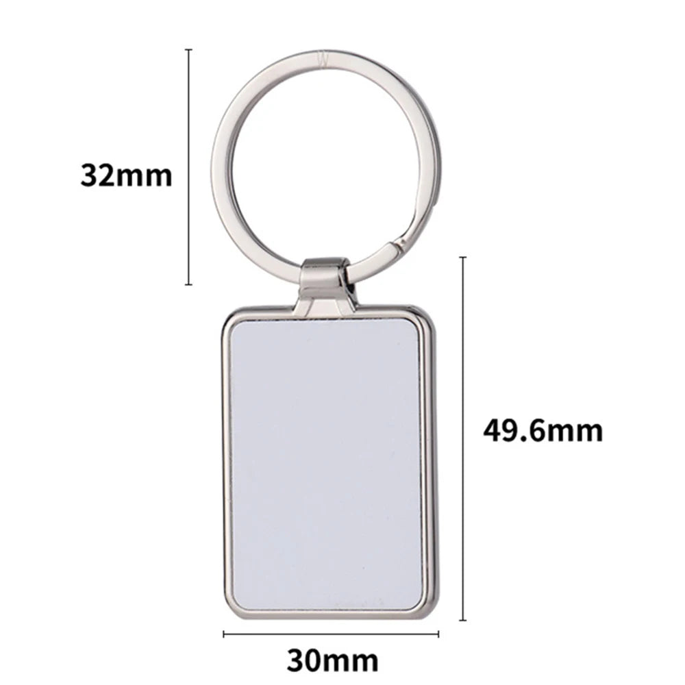 Wholesale 20Pcs Sublimation Blank Dog Tag Keychains Round Key Rings Heat Press Rectangle ID Name Plate DIY Craft Supplies