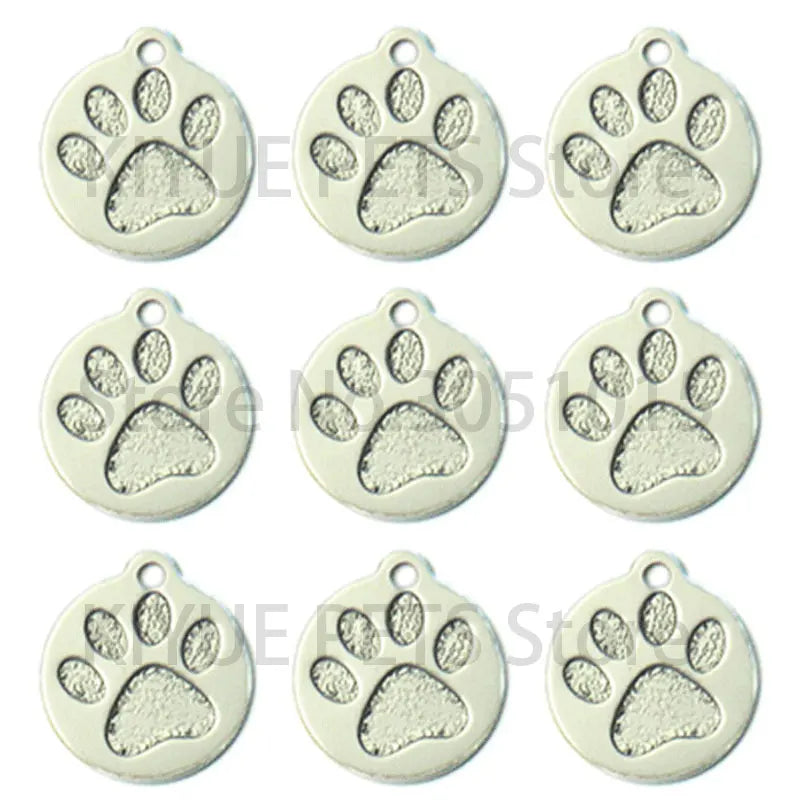 Wholesale 100Pcs Personalized ID Dog Tag Custom Engraved Name Puppy Dog Tag Paw Pendant Keychain Pet Dog Collar Accessories