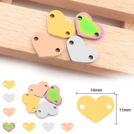 20pcs/Lot Stainless Steel Mirror Love Heart Tag Charm Pendant for Bracelet Pet Dog Necklace Jewelry Making Accessories