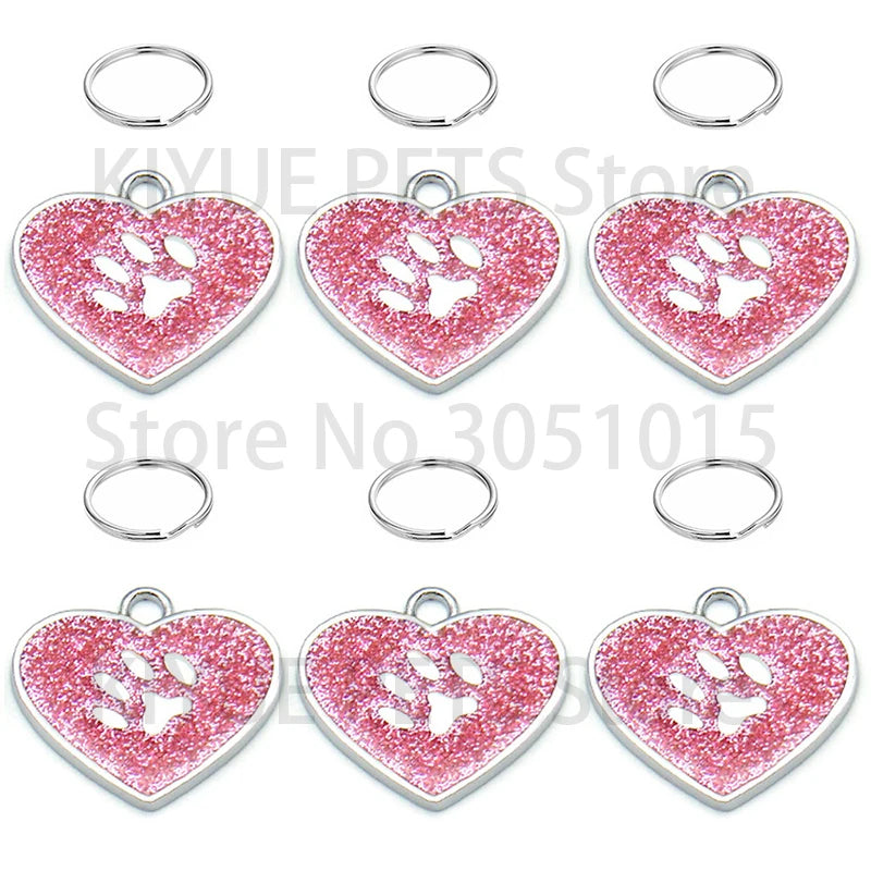 Wholesale 20Pcs Pet Tag Collar Accessories Custom Name Phone Paw Nameplate Personalized Puppy Engraving Necklace DIY Walkoutside