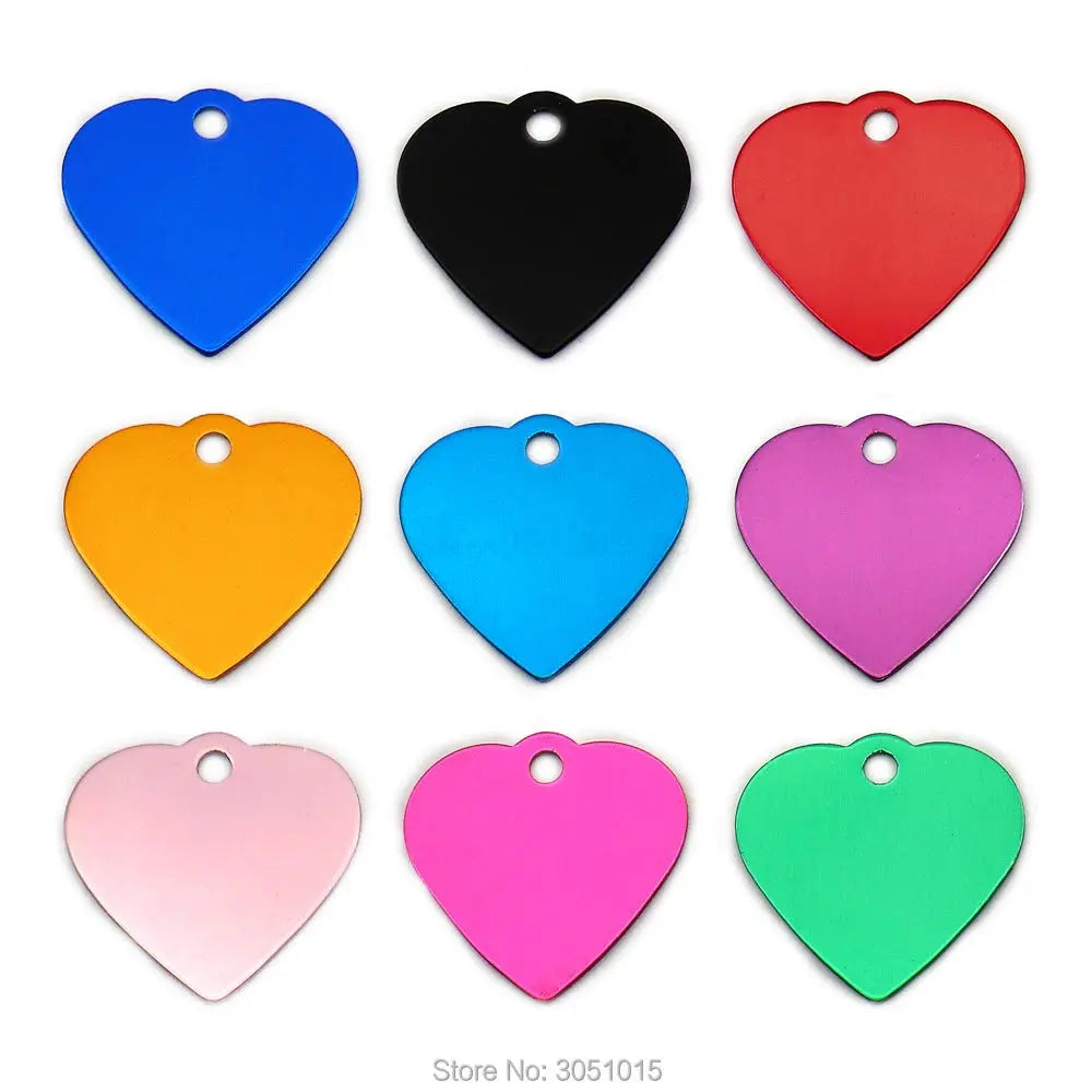 Wholesale 100Pcs Dog ID Tag Pet Name Engraving Tag Pendant plate name pendant Herat Necklace Collar Puppy Cat Collar Accessory