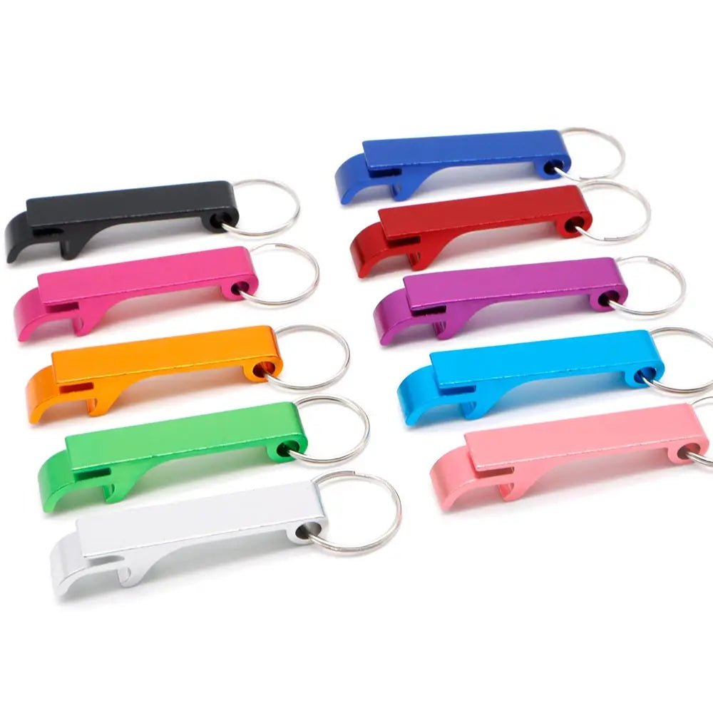 Wholesale 100Pcs Customized Aluminium  Can Opener Key Chain Ring Can Opener Restaurant Promotion Giveaway Logo Wedding Gift