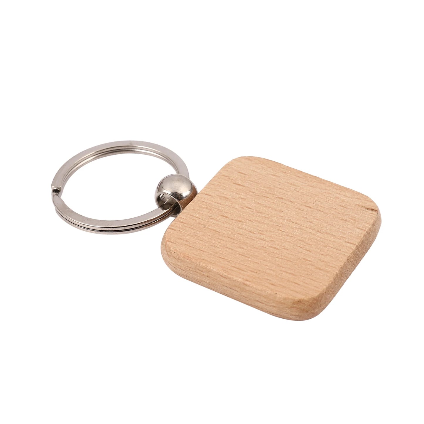 20Pcs Blank Wooden Keychain DIY Rectangular Engraving Key Chain ID Tag Can Be Engraved