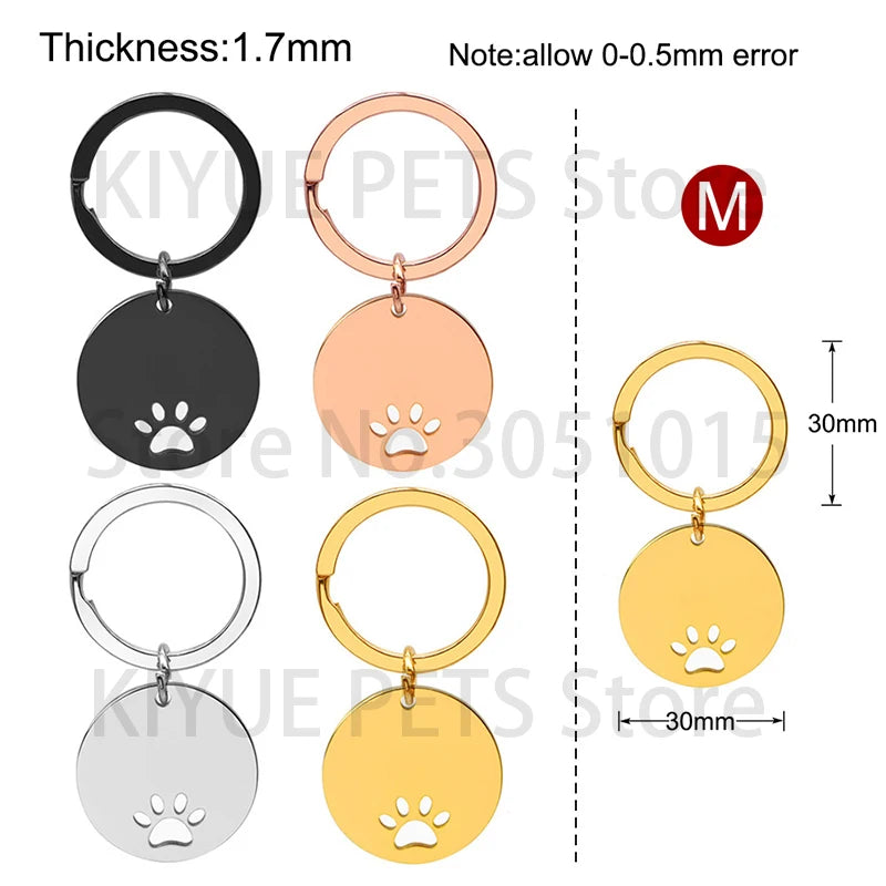 Custom 20Pcs/Set Pet Dog ID Tag Bone Round Stainless Steel Plate Pendant Necklace Collar Pet Accessories