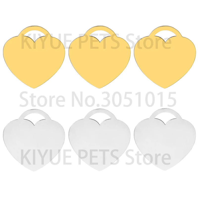 20Pcs Personalized Engraving Customized Dog ID Heart Shape Stainless Steel Tag Keyring Accessories Nameplate Pendant