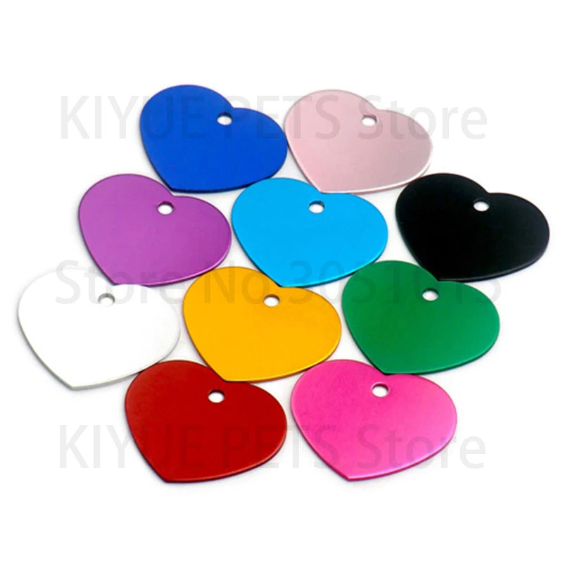 Wholesale 20Pcs Customized Personalized 2 Sides Heart shaped Aluminum Dog Cat Tag Pet Collar Accessories ID Tag Name Telephone